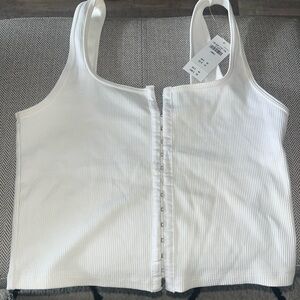 NWT Abercrombie A&F White Cropped Hook and Eye Tank